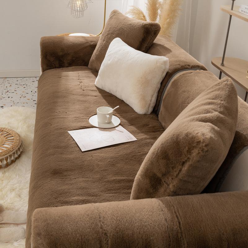 Зимняя утолщенная диванная подушка с кроликом, плюшевая теплая подушка для дивана, чехол для полотенец, нескользящий