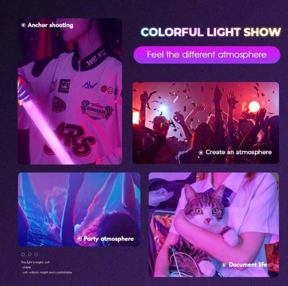 USB-перезаряжаемая цветная световая трубка RGB-свет для фотосъемки, ручной светодиодный видеосвет, фиолетовый, синий свет, заполняющий свет, ночник