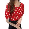 Blouse Women's Fashion Casual Short Sleeve Polka Dot O-n