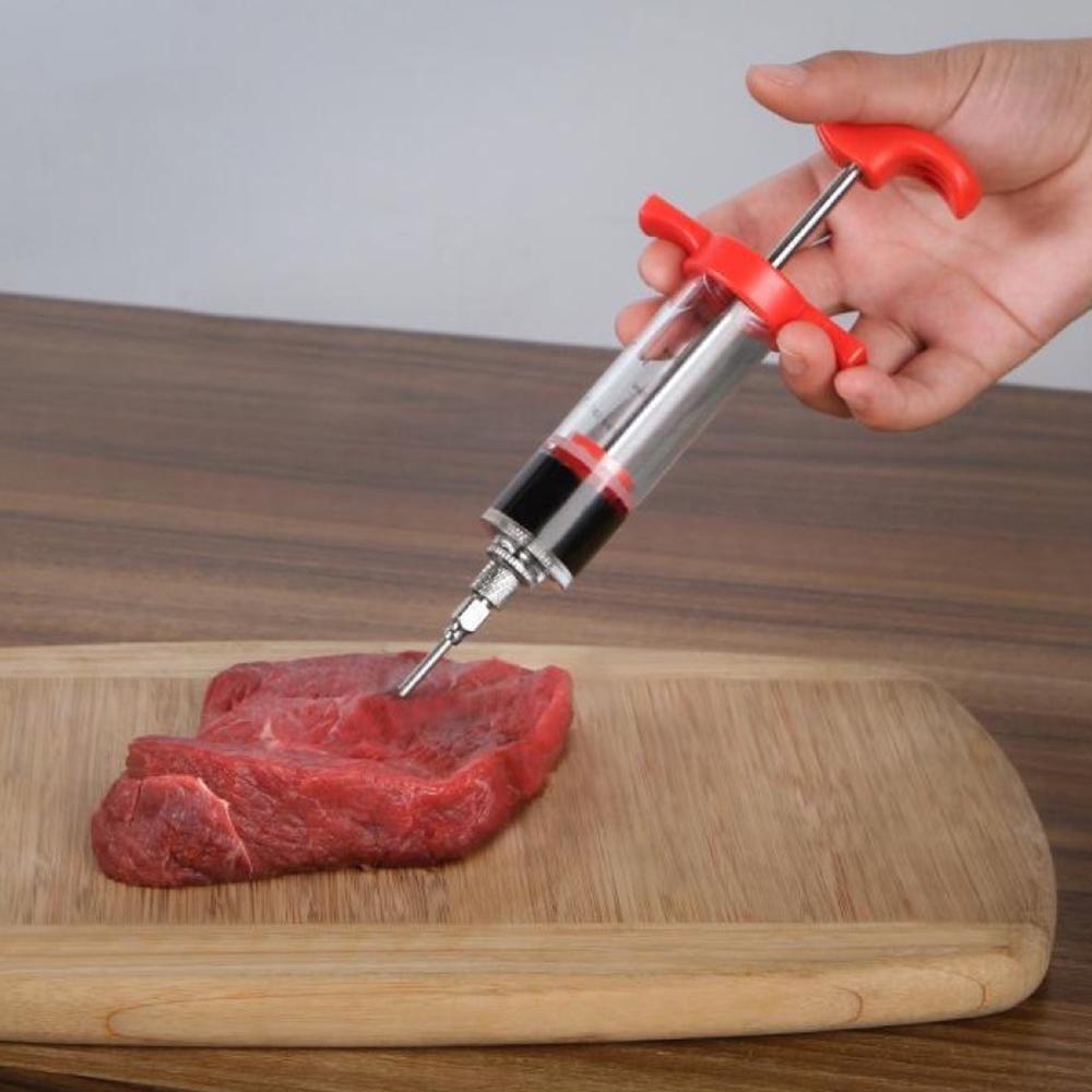 Turkey Syringe Food Grade PP Stainless Steel Needles Spice Syringe Set BBQ Meat Flavor Injector Kitchen Sauce Marinade Syringe