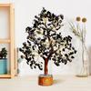 Crystals and Stones, Black Tourmaline Crystal Showpiece for Home Decor Decoration Bonsai Money Tree, Size 10-12 Inches, Black Golden Wire. 1 Piece