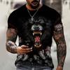 Beast Wolf 3d Black Printing Series New Summer Men's Short Sleeved Shirt Super Large Top Fashion Street Wear O Collar Men's Shir