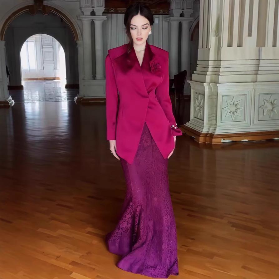 2025 Осень Европейско-американская Мода Двойка: Темпераментный комплект из рубашки и миди-юбки