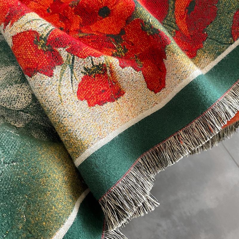 Fashion Imitation Cashmere Scarf Women's Ginkgo Biloba Double-sided Thickened Scarf In Autumn and Winter To Keep Warm Shawl