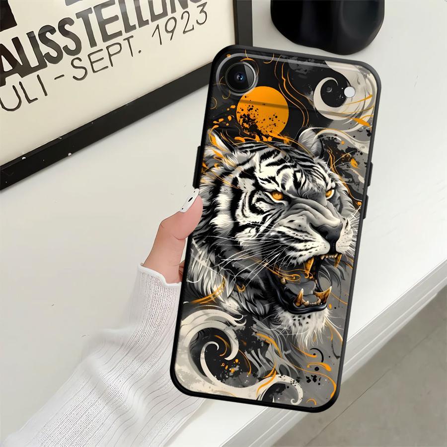 Чехол для телефона Funda для Apple iPhone 17 Pro Max 16 13 14 XR XS MAX 15 Pro 7 8 11 12 Air Cool Серебряный Тигр