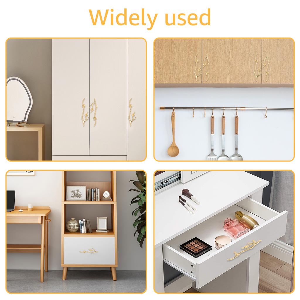 Латунные мебельные ручки-кнобы, ручки-скобы в форме цветка и ветки, декоративные ручки-кнобы для шкафа, ящика, комода, золотые ручки-кнобы