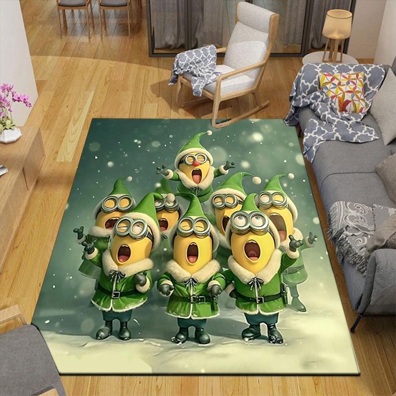 1Pc Christmas Minions Celebration Rug Office Carpet Indoor Outdoor Doormat Nonslip Soft And Comfortable Living Room Christmas Halloween Gift D91858