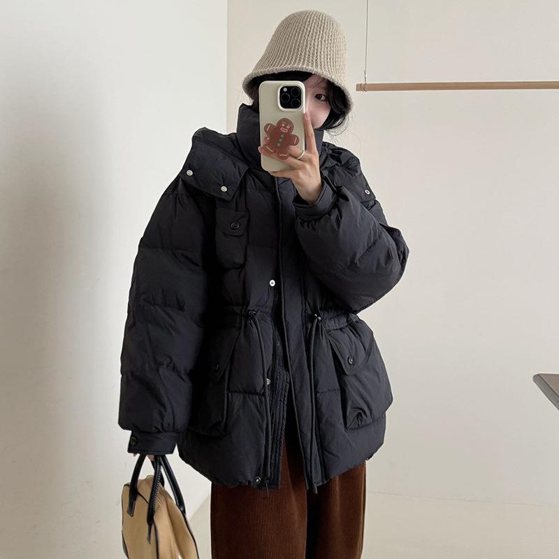 Высококачественная куртка-пуховик с утягивающим эффектом для женщин 2024 года, зимняя новая модная тонкая теплая куртка из белого утиного пуха, устойчивая к холоду
