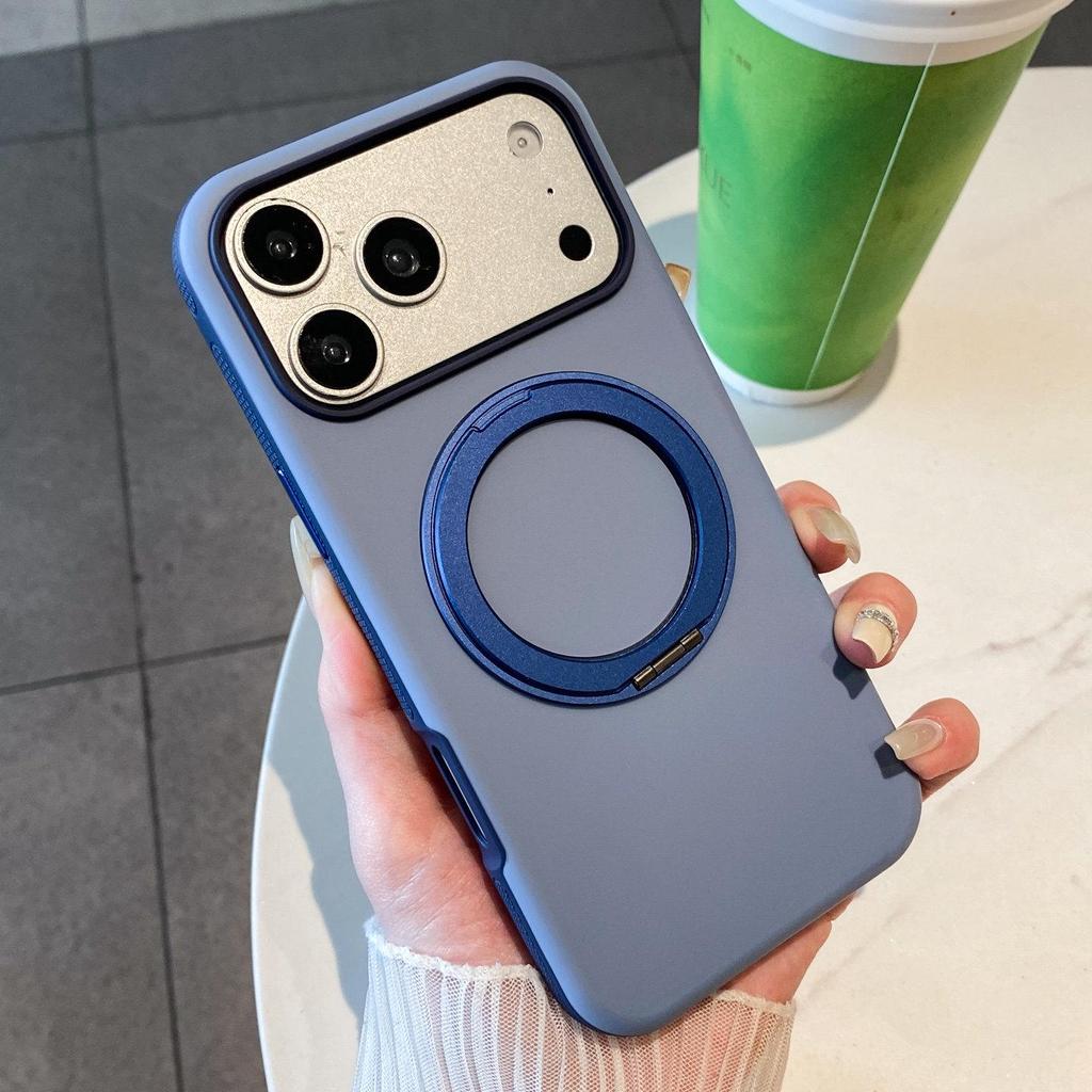 Совместимый поворотный чехол-подставка для Apple: Противоскользящая рамка для моделей 17 Pro Max, 16 Business и 15 Plus - Дизайн Color Block.