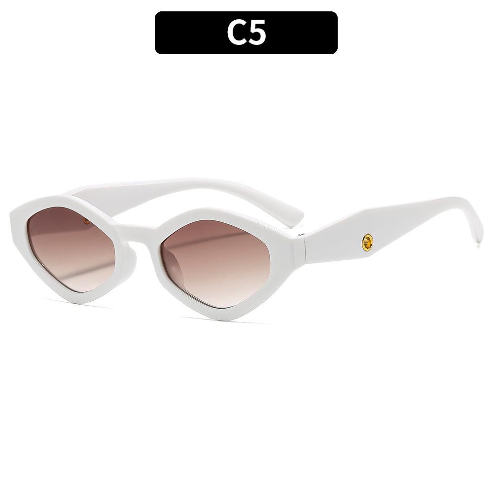 Non-polarized Trendy Vintage Cat Eye Small Frame Polygonal Women Sunglasses Men Outdoor Travel Sun Eyeglasses