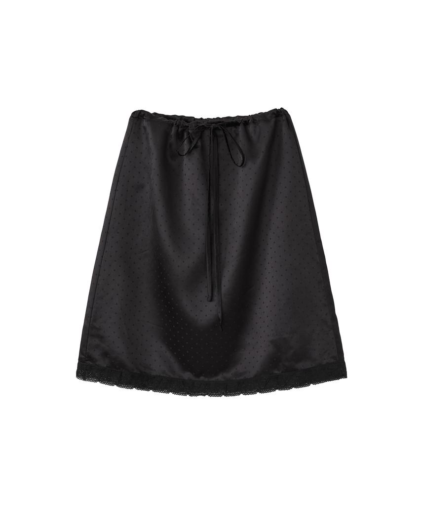 Forev Dotted Drawstring Skirt - Black