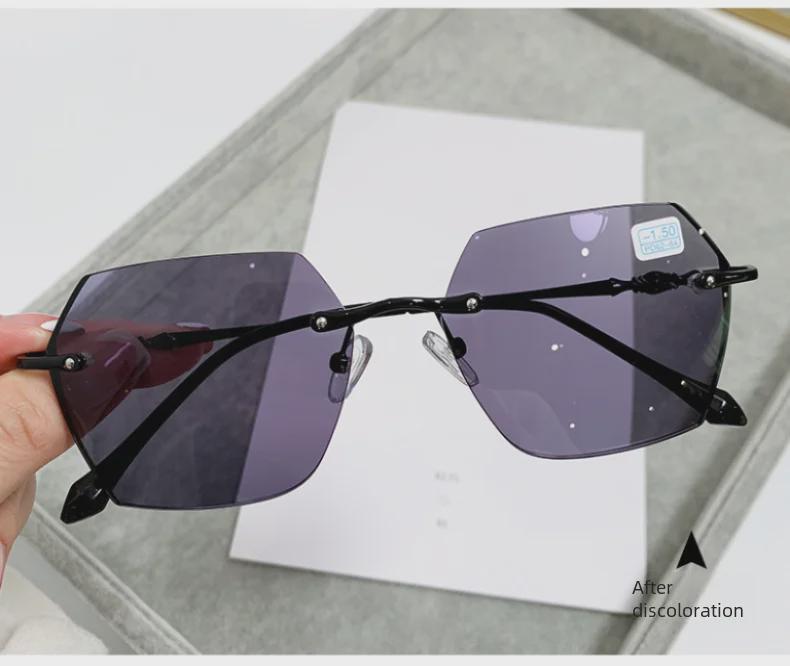 Женские фотохромные очки без оправы с защитой от синего света для близорукости и макияжа