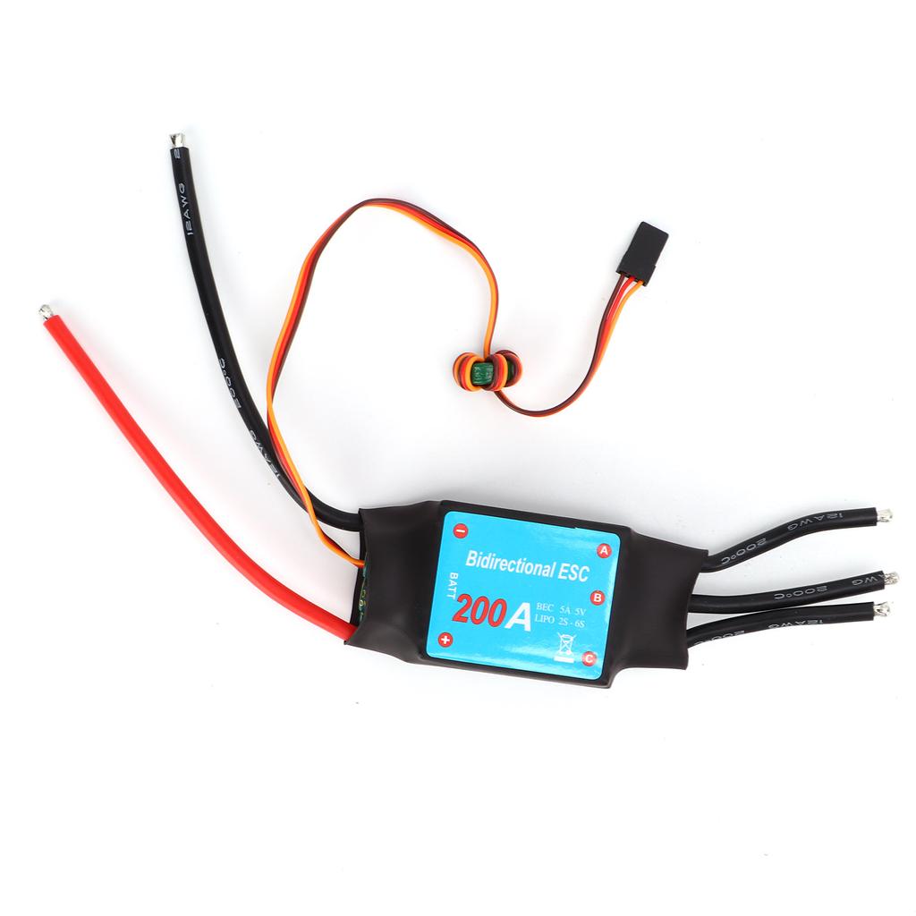 Brushless ESC Black 200A Brushless ESC RC Boat Two Way Water Cooled ESC for RC Boats Underwater