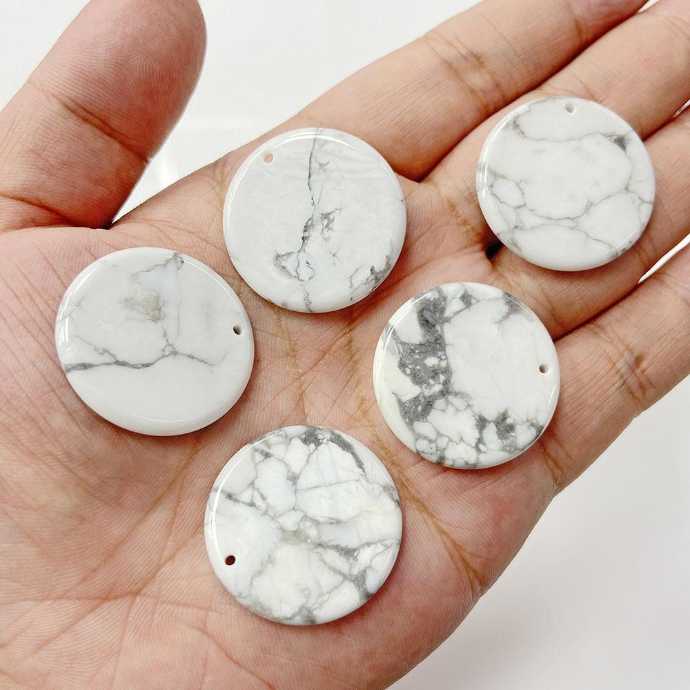 30MM Natural Round Stone Slice Pendant White Rose Quartzs Lapis Tiger Eye Aventurine for Jewelry Making Diy Necklace Earrings
