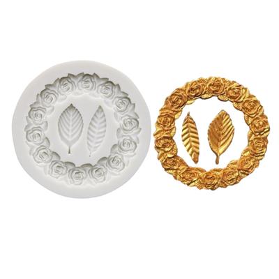 Силиконовая форма для шоколада «Рождественский венок из роз» - Идеально подходит для DIY украшения и выпечки - Форма для конфет в виде круглого венка из цветов и листьев