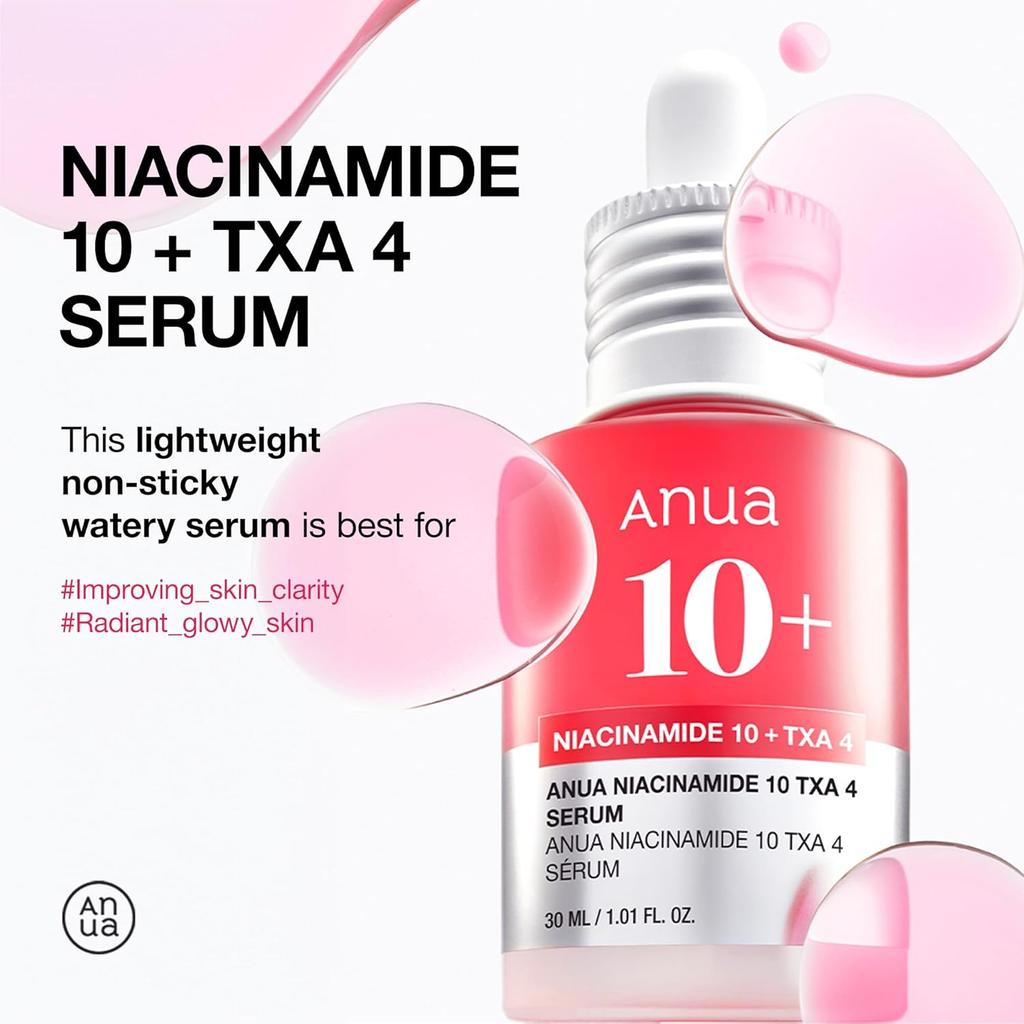 Anua Niacinamide 10 + TXA 4 Brightening Serum 30ml | Glass Skin Korean Facial Serum with Tranexamic Acid, Vitamin B12 & Hyaluronic Acid