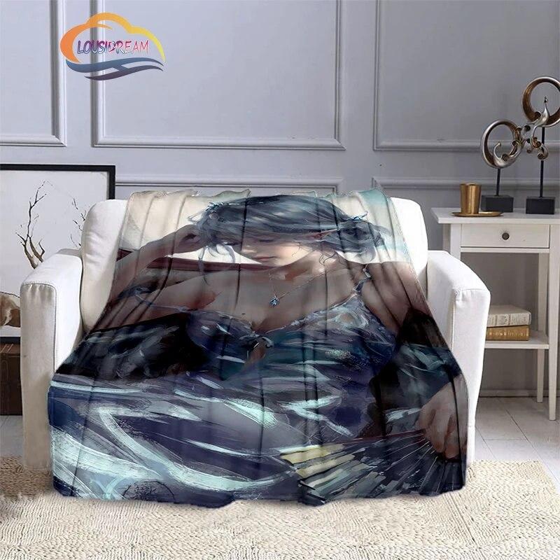 Ghost Blade Blanket 3D Printing Sexy   by Wolp Flannel Cashmere Blanket Girl Gift Beautiful Cartoon Girl