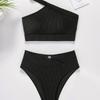 New Solid Color Pit Strip Single Shoulder High Waist Sexy Bikini Swimsuit Swimsuit