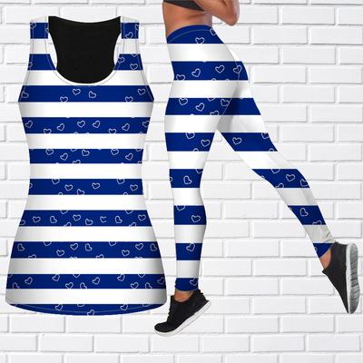 Наряд для йоги с синими полосками и принтом для женщин, модные леггинсы для тренировок, спортивные повседневные штаны для фитнеса и йоги