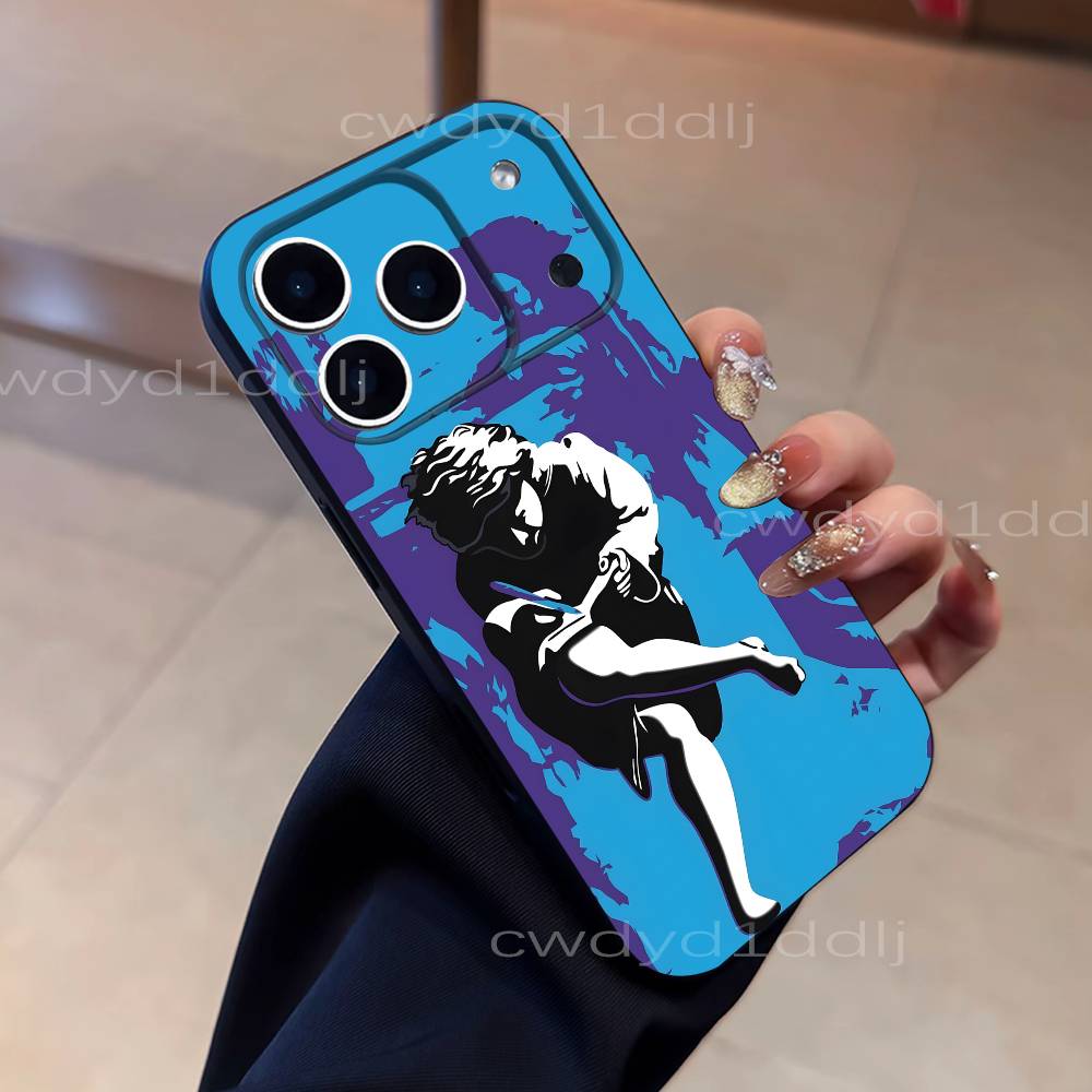 G-Guns N R-Roses Band For iPhone 17,16,15,11,12,14,13 Pro Max Mini XS,XR,7 Plus 16E Air Soft Black Dustproof Phone Case