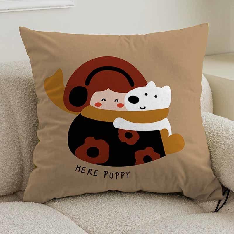 Cartoon animal pillow cover sofa living room cushion cover office waist pillow bedside square pillowcase removable and washable