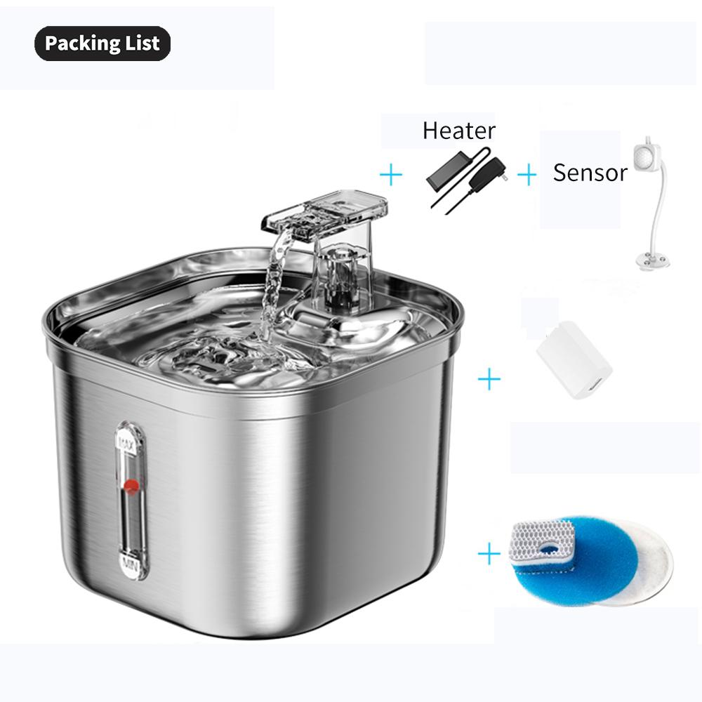 Sangelar 2,2 л умный диспенсер для воды для домашних животных из нержавеющей стали, полностью автоматический интеллект, множественная фильтрация, автоматическая рециркуляция