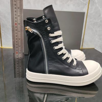 Высококачественные ботинки на толстой подошве из черной воловьей кожи с карманом, высокие, на молнии, модные мужские туфли, женские туфли, стиль Харадзюку.