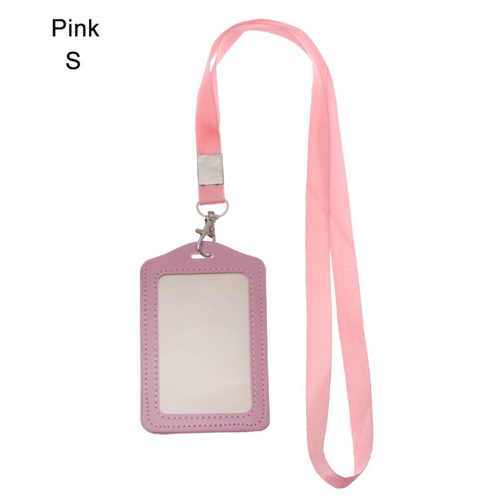 ID Leather Card Holders Lanyard Card Sleeve Women Men PU Bank Card Name Credit Card Holders Neck Strap Card Candy Colors