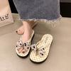 2025 Summer New Bow Polka Dot Slippers Women's Summer Home Non-slip Daily Breathable Indoor Thick Bottom Sandals