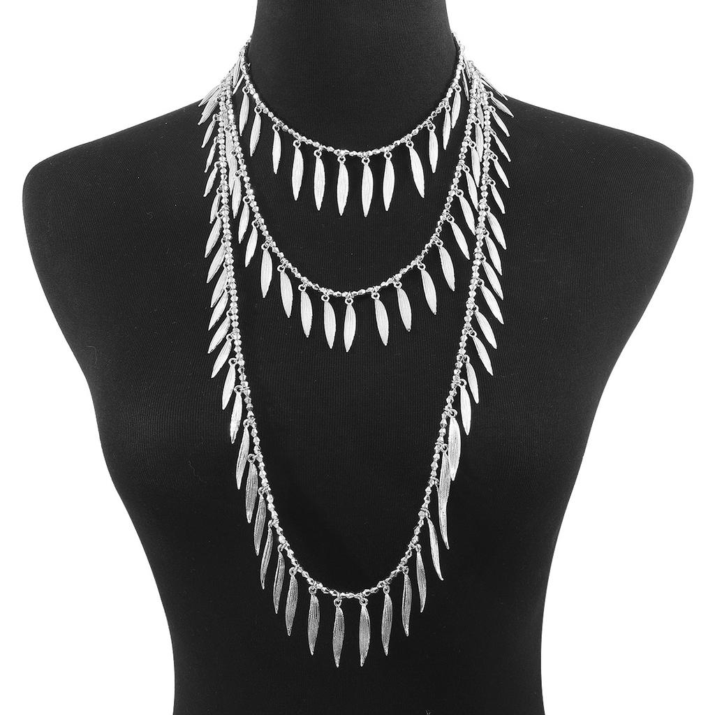 Личность Темперамент Тренд Холодный Ветер Бисерное Ожерелье Сплав Перо Лист Подвеска Изделия