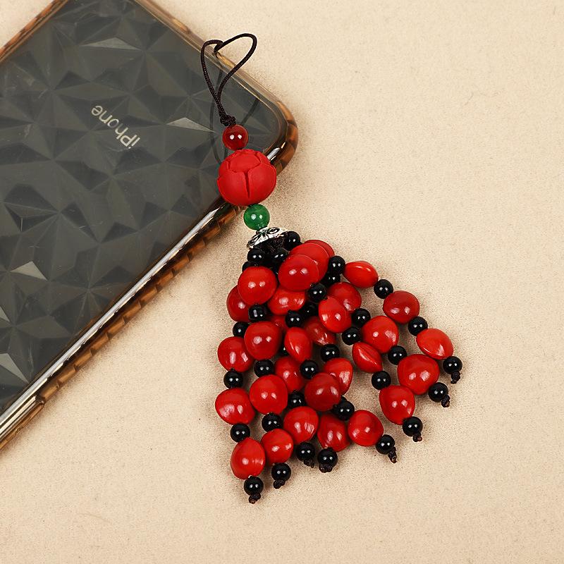 Red Beans & Acacia Bean Bodhi Phone and USB Drive Pendants, Zodiac-Themed Gifts