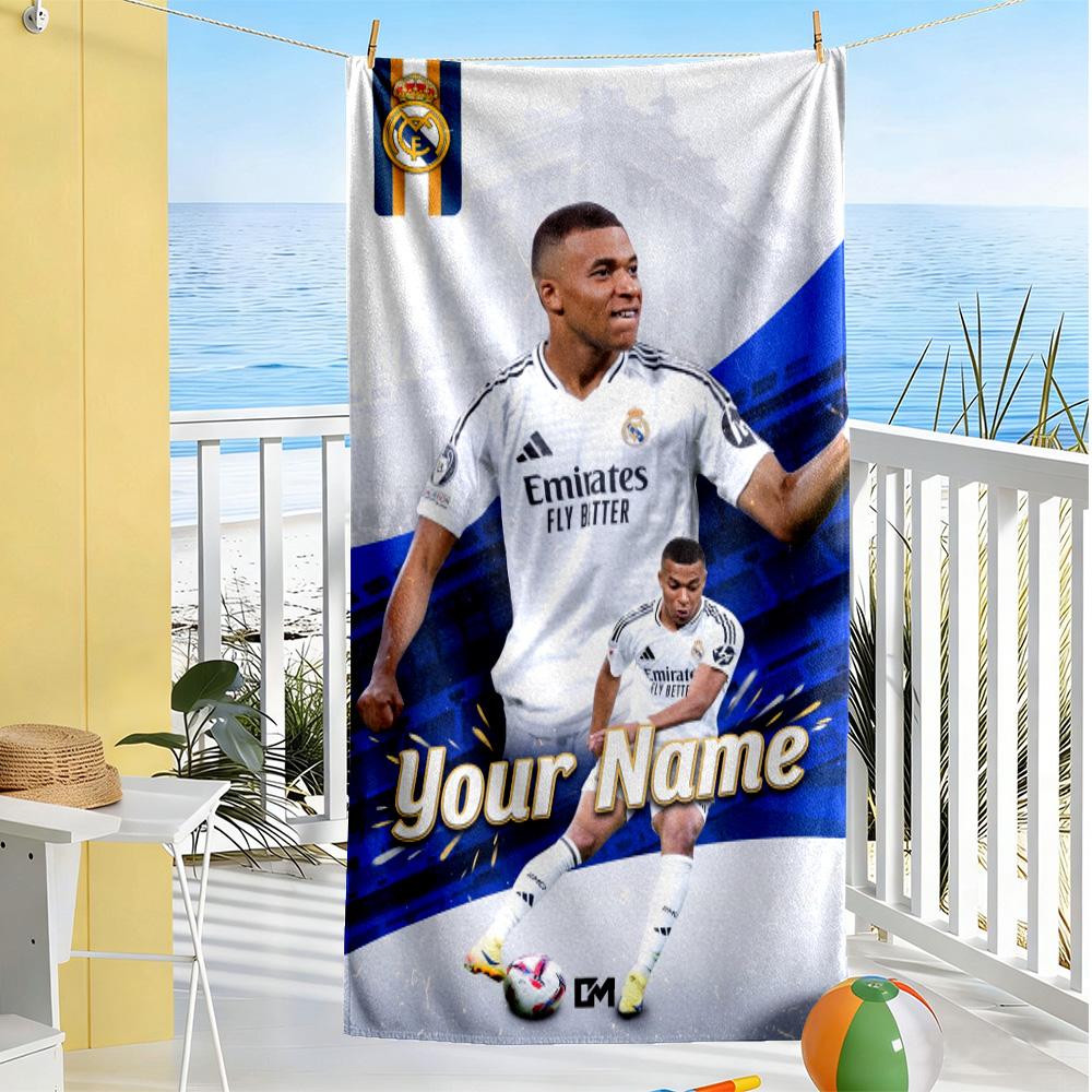 Mbappé Customize Your Name Beach Towel High Absorbency & Quick-Dry Suitable for Sports Travel Swimming Yoga Bathroom Beach And Pool