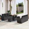 9 Piece Garden Sofa Set with Cushions Black Poly Rattan