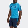 Adidas Logo Badge Print Three-Stripe Short Sleeve Soccer Jersey Men Tops Blue HF3927