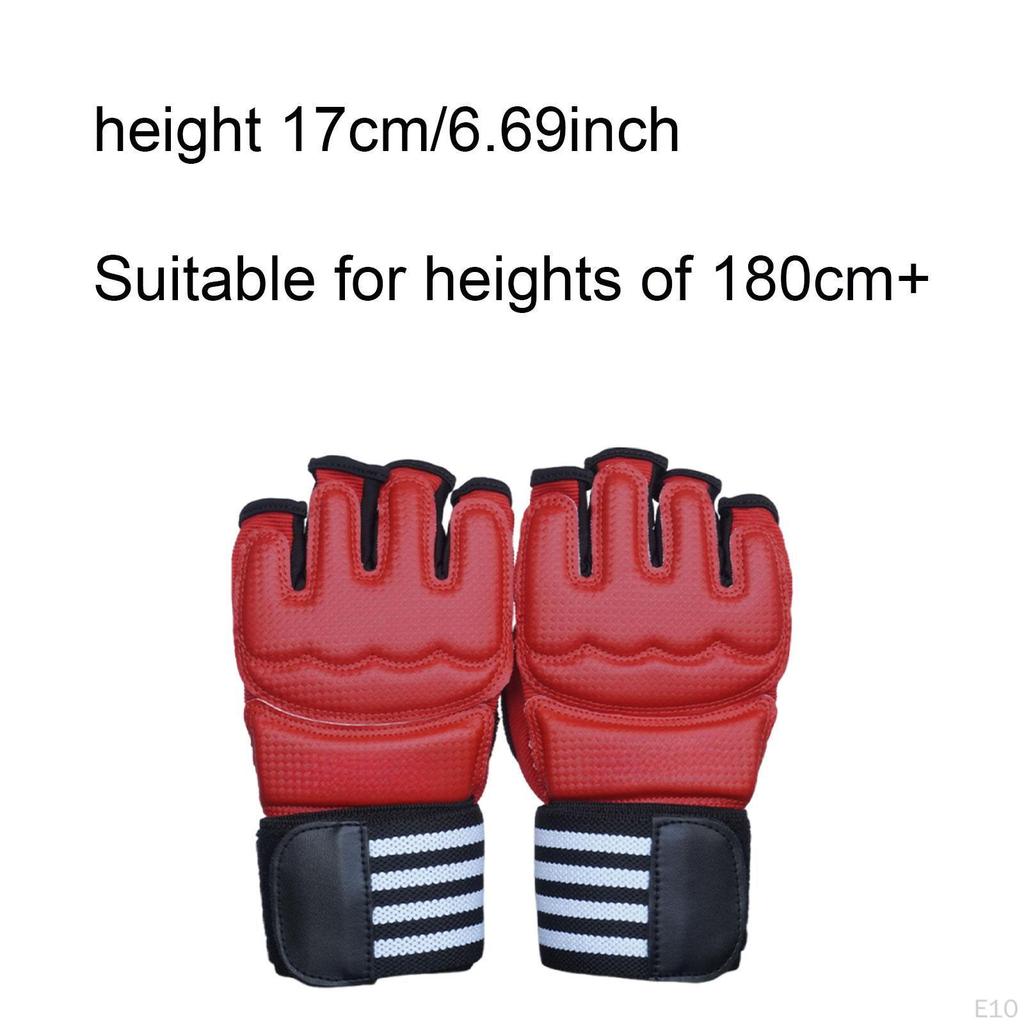 2 Pieces Boxing Gloves Red Half Finger PU Lightweight Sparring Gear Mitts for Unisex Women Men Adult