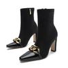 High Heels And Ankle Women 'S Boots Pointed Toe Shoes Fashion Comfortable Elastic Fabric Women Elegant Party Boots With Metal