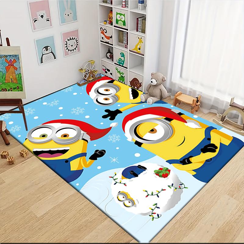1Pc Christmas Minion Celebration Carpet Rug Soft Washable Antislip Home Living Room Sofa Mats Personalized Christmas Rug