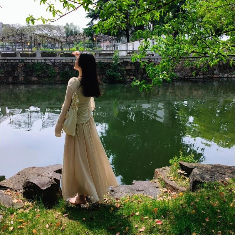 Длинная юбка с эластичной резинкой на талии в богемном стиле и краем в виде листьев лотоса для женщин