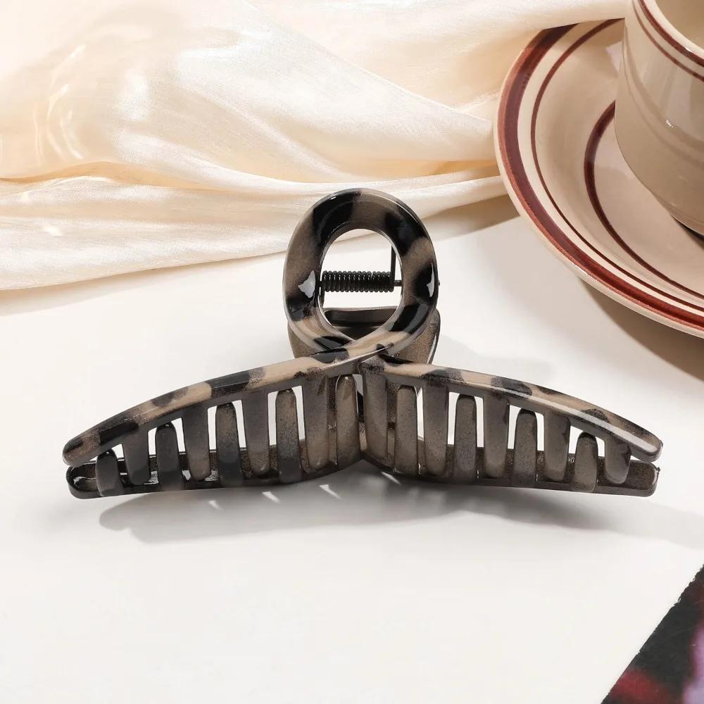 Большой Маленький Зажим-краб для волос с леопардовым принтом для женщин, для густых волос, элегантный бантик, перекрестный, геометрический, зажим-заколка, аксессуары