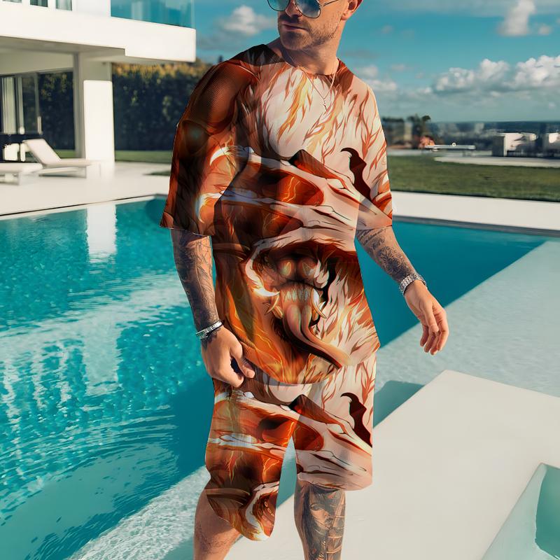 Men's Sets Tracksuit Male 2 Piece Clothes Short Sleeve T-Shirt Suit Fashion Streetwear 3D Print Sports Oversized Beach Shorts