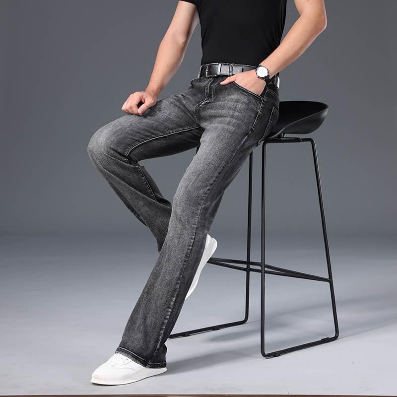 Мужские расклешенные джинсы Мужские свободные джинсы средней талии Мужские дизайнерские классические джинсы из денима