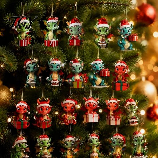 Holiday Hanging Ornaments Dragon Advent Calendars 2026, 24 Days Christmas Countdown Calendar with Acrylic Tree Decorations 2D Ornaments, Collectible