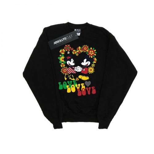 Disney Mens Mickey And Minnie Mouse Hippie Love Sweatshirt