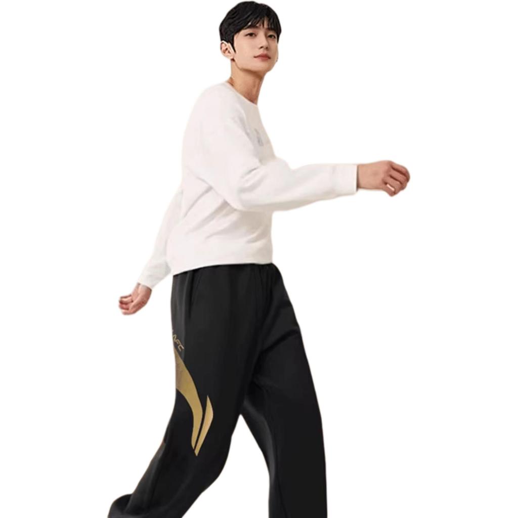 Мужские спортивные брюки Li Ning с высокой талией, однотонные, зауженные, YKLT225-3