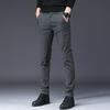 Men's Casual Dress Pants Plaid Mid-waist Office Trousers Solid Color All-match Business Pants