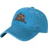 Cute Otters Family Graphic Washed Denim Baseball Cap Breathable Cotton Adjustable Dad Hat