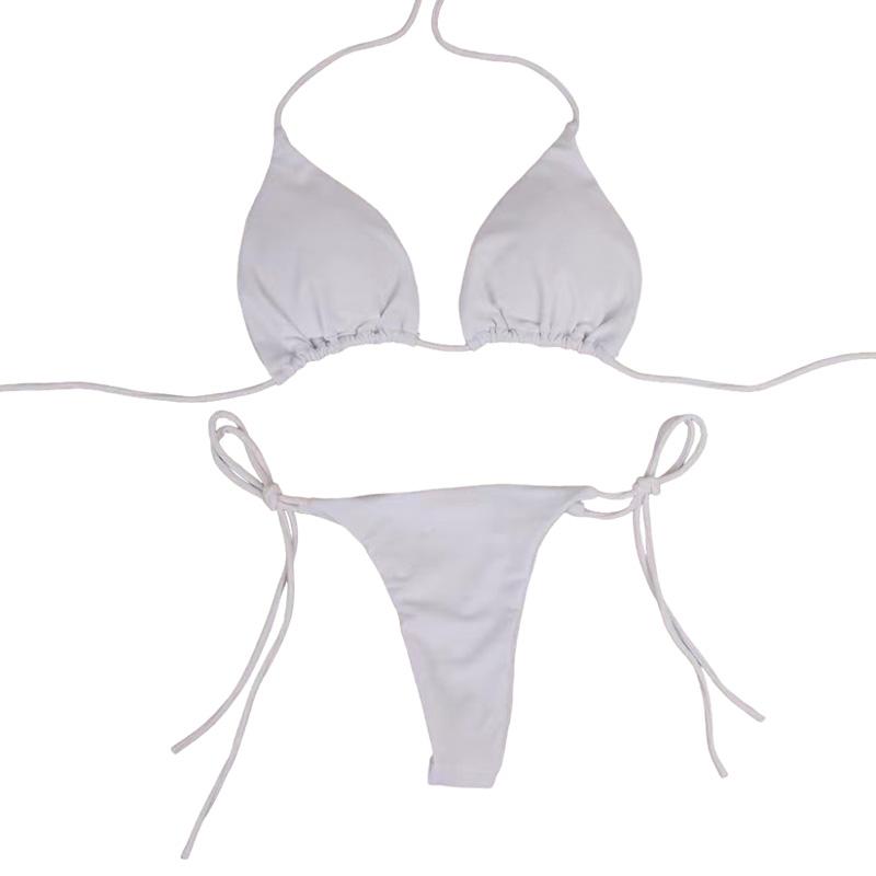 1 комплект купальника однотонный купальник раздельный трехточечный комплект сексуальное бикини европейский стиль галстук