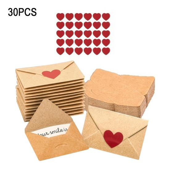 30/60 шт. Мини-записки о любви Сделай сам Маленькие открытки Наклейка-сердечко Записка о любви с конвертами День святого Валентина Романтические