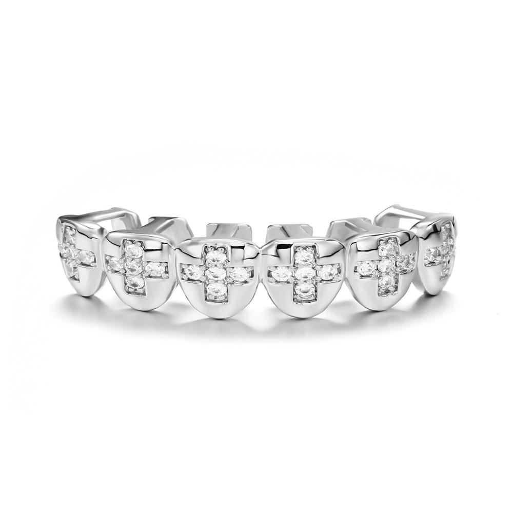 Fashion Full CZ Stone Rhinestone Braces Zircon Teeth Cap Brace For Women Men Top Bottom Dental Grills Personalized Body Jewelry