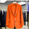 New Spring Autumn Fashion Suit Black White Green Coat Casual Loose Orange Blazers